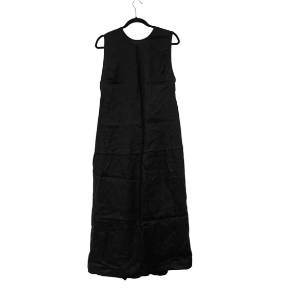Zara ZW Womens Midi Dress L Large Black Linen Sleeveless Cut Out  2731/094 NWT - Picture 3 of 12